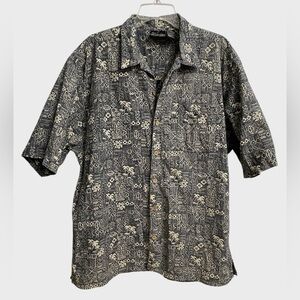 Vintage Ocean Pacific (OP) Men's Reverse Print Hawaiian Shirt Size XL Grey White